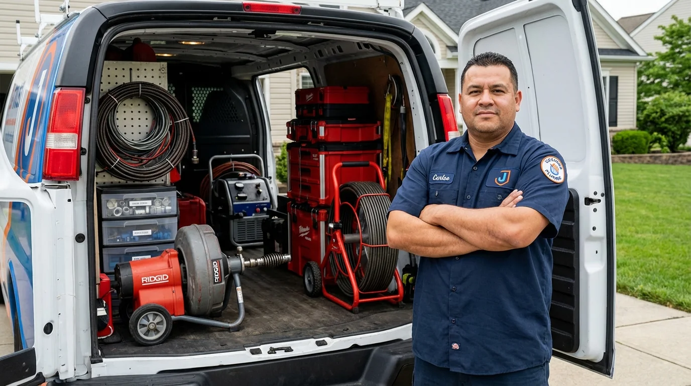 Professional drain cleaning equipment and Johns Plumbing LLC plumber in Oak Lawn